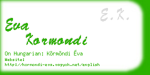 eva kormondi business card